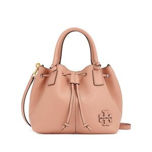 Tory Burch McGraw Small Drawstring Leather Satchel in Meadow Sweet